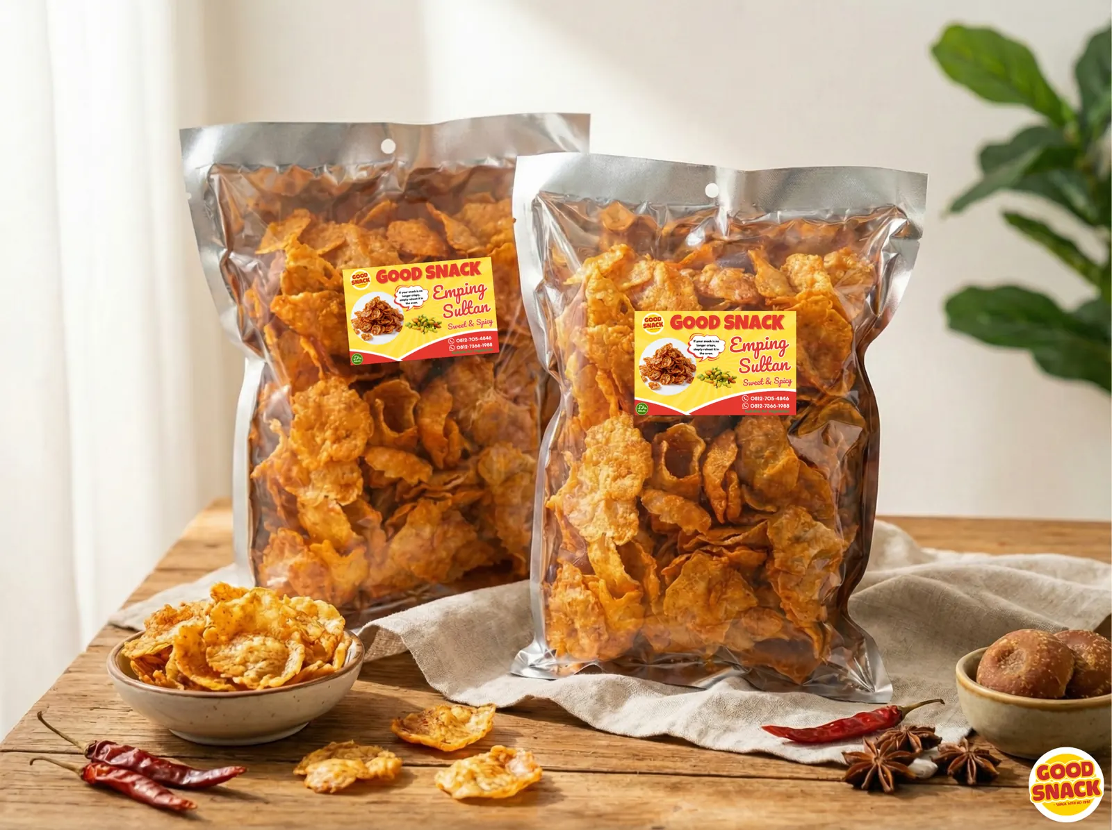 Two packs of Emping Sultan Sweet & Spicy